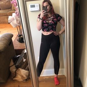 Floral criss-cross crop top